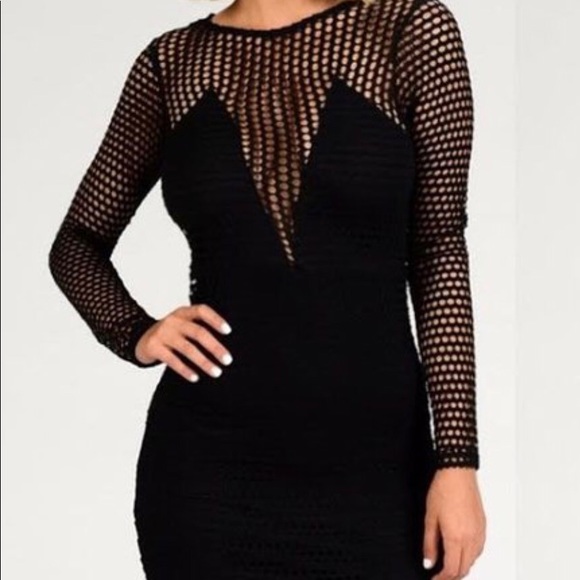 LAST ONE!!Black long sleeve mesh dress - Picture 2 of 3